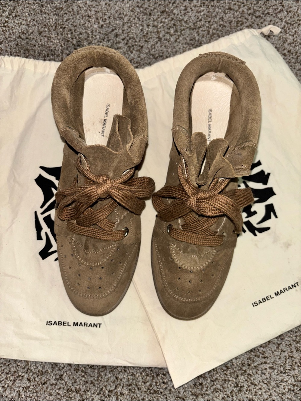 Isabel Marant Brown Suede Lace-Up Wedge Boots - Picture 7 of 12